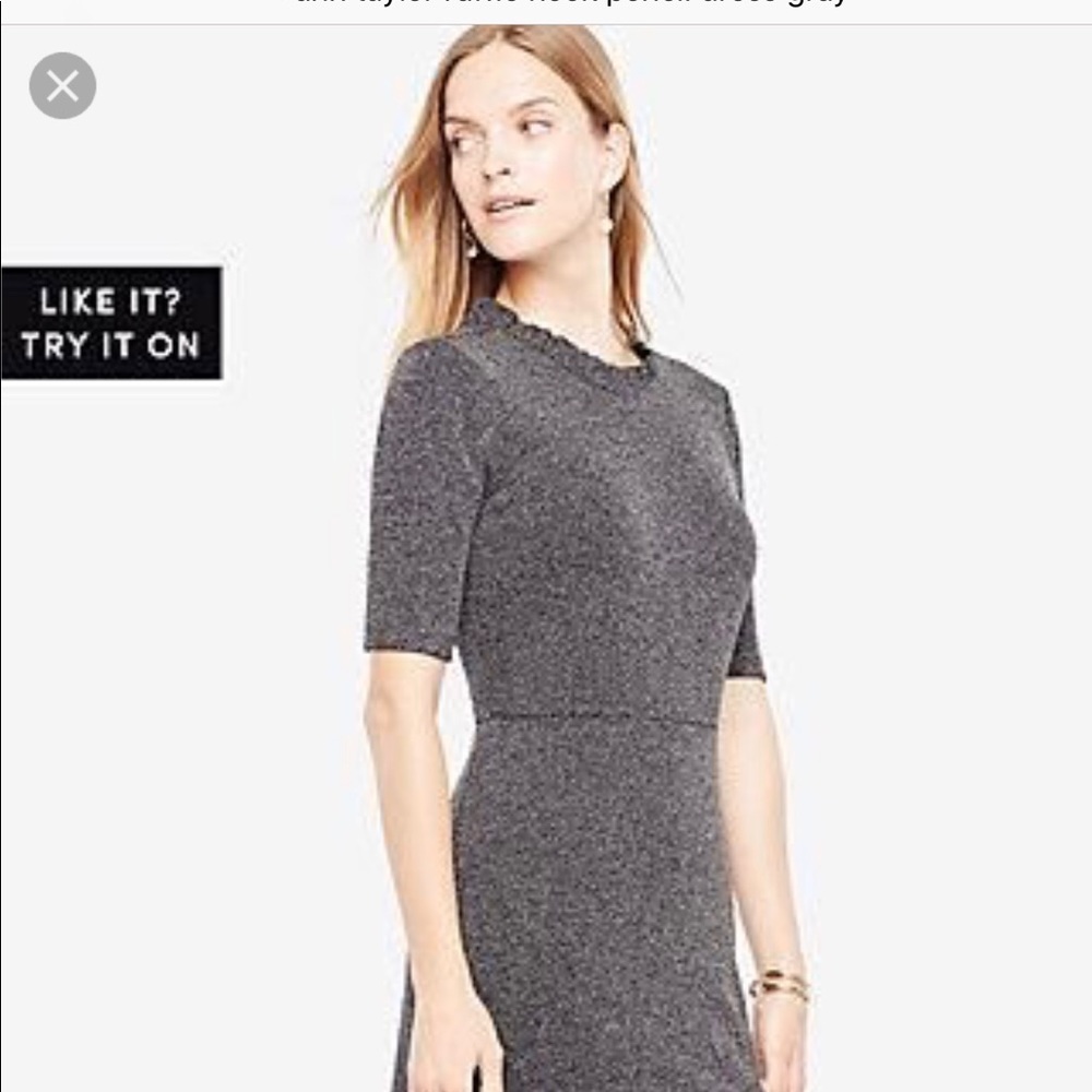 Black Ann Taylor Ruffle Neck Sheath Dress